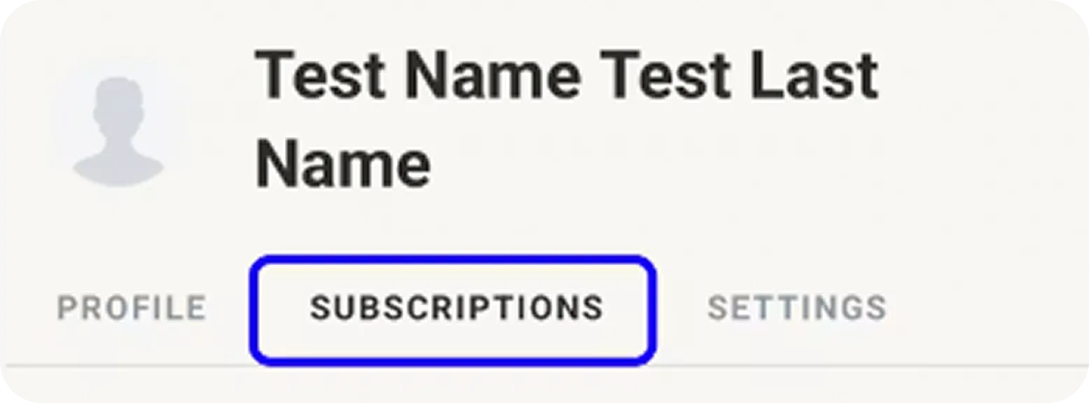 WalkFit web account Subscriptions tab highlighted
