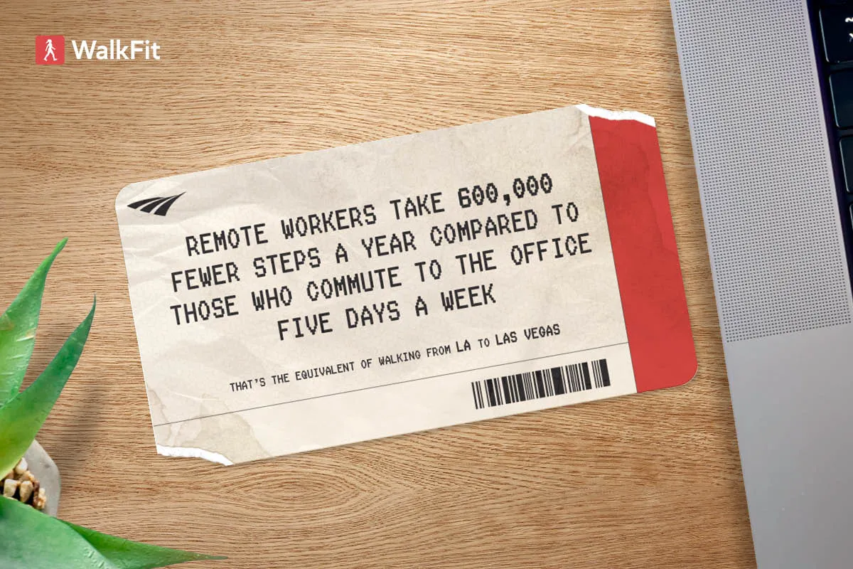 Remote workers take 600,000 fewer steps a year compared to those who commute to the office five days a week — that's the equivalent of walking from LA to Las Vegas