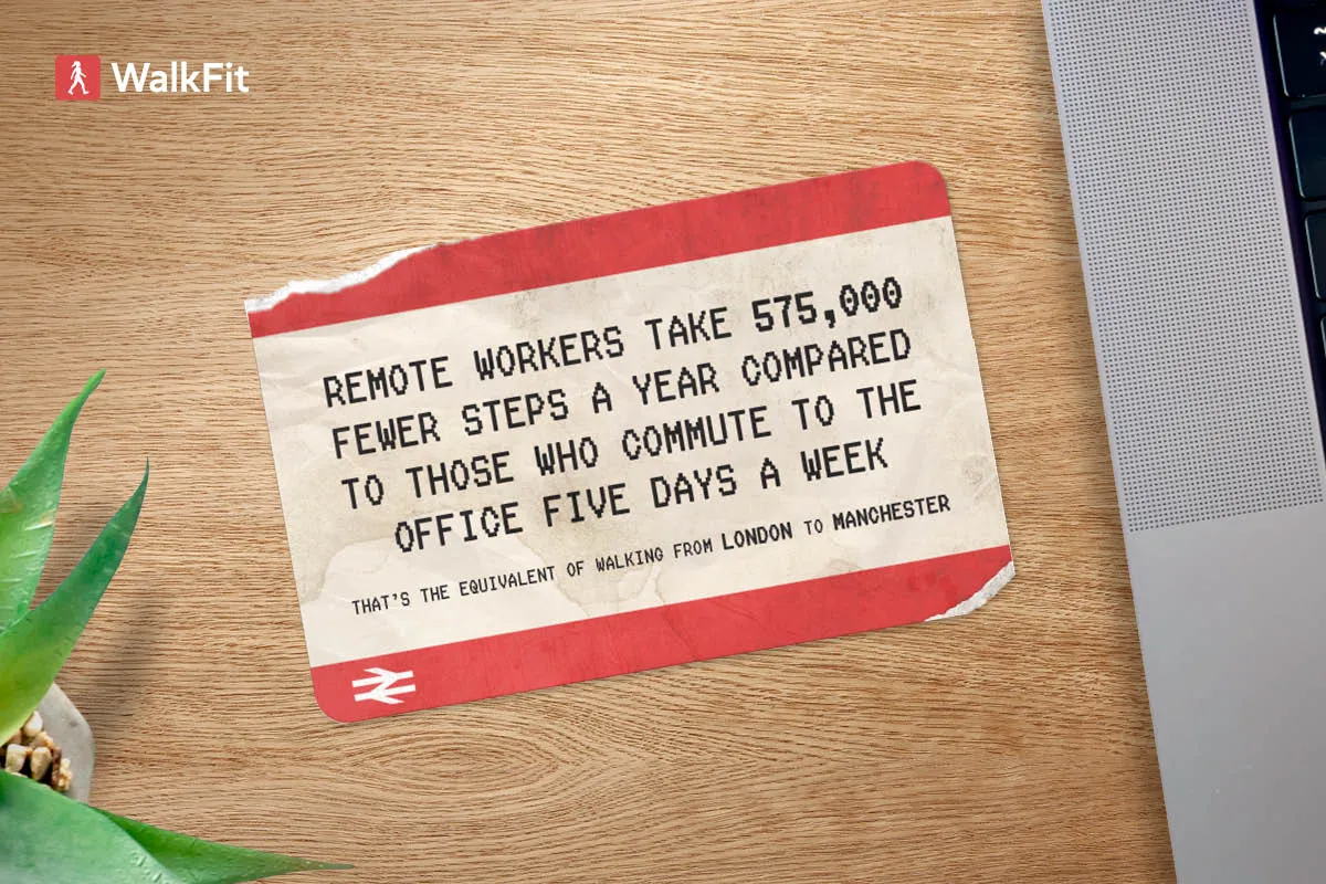 Remote workers take 575,000 fewer steps a year compared to those who commute to the office five days a week — that's the equivalent of walking from London to Manchester